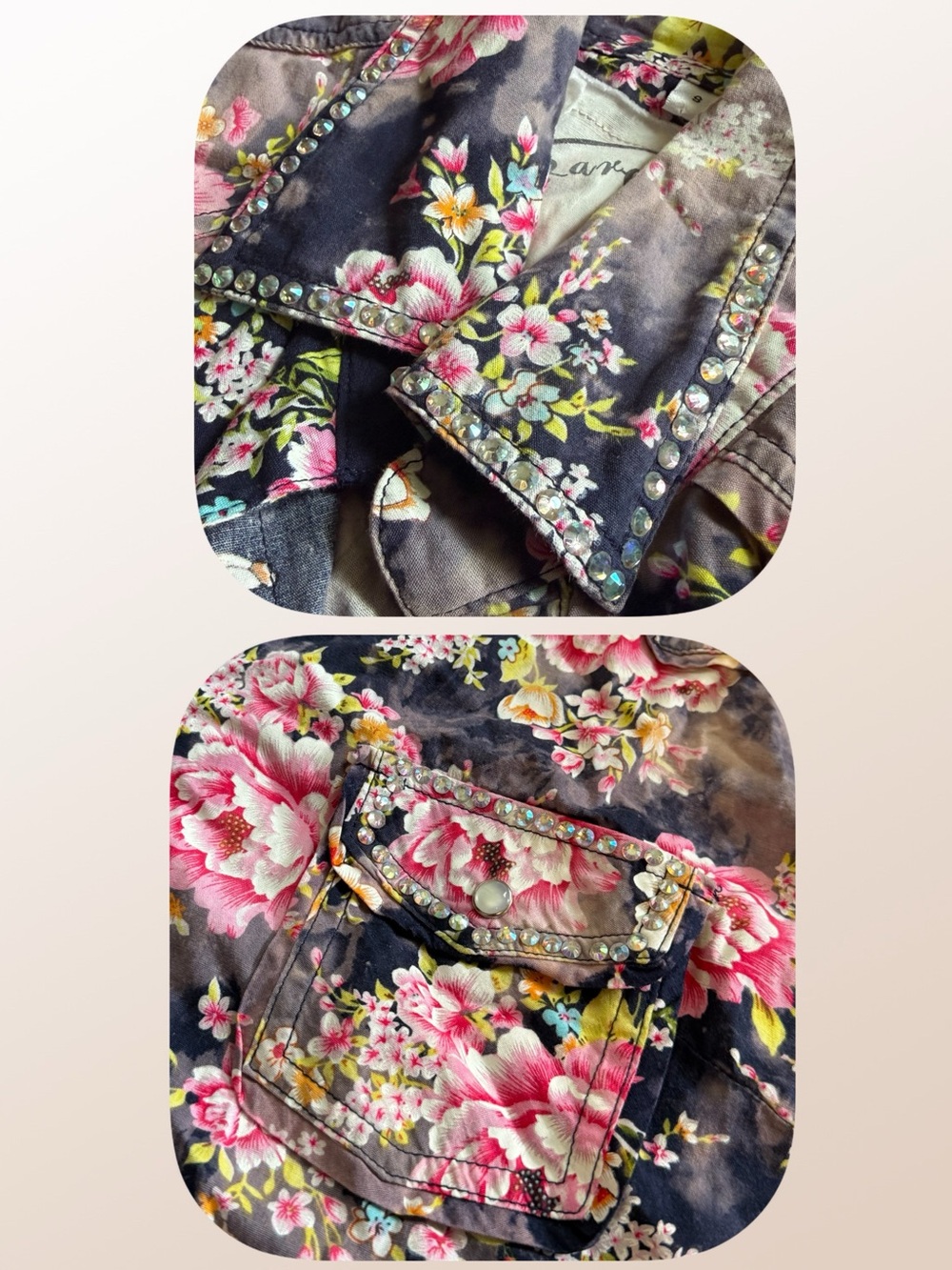 Sleeveless Black Floral Mini Dress with Pink Roses - Picture 6 of 7
